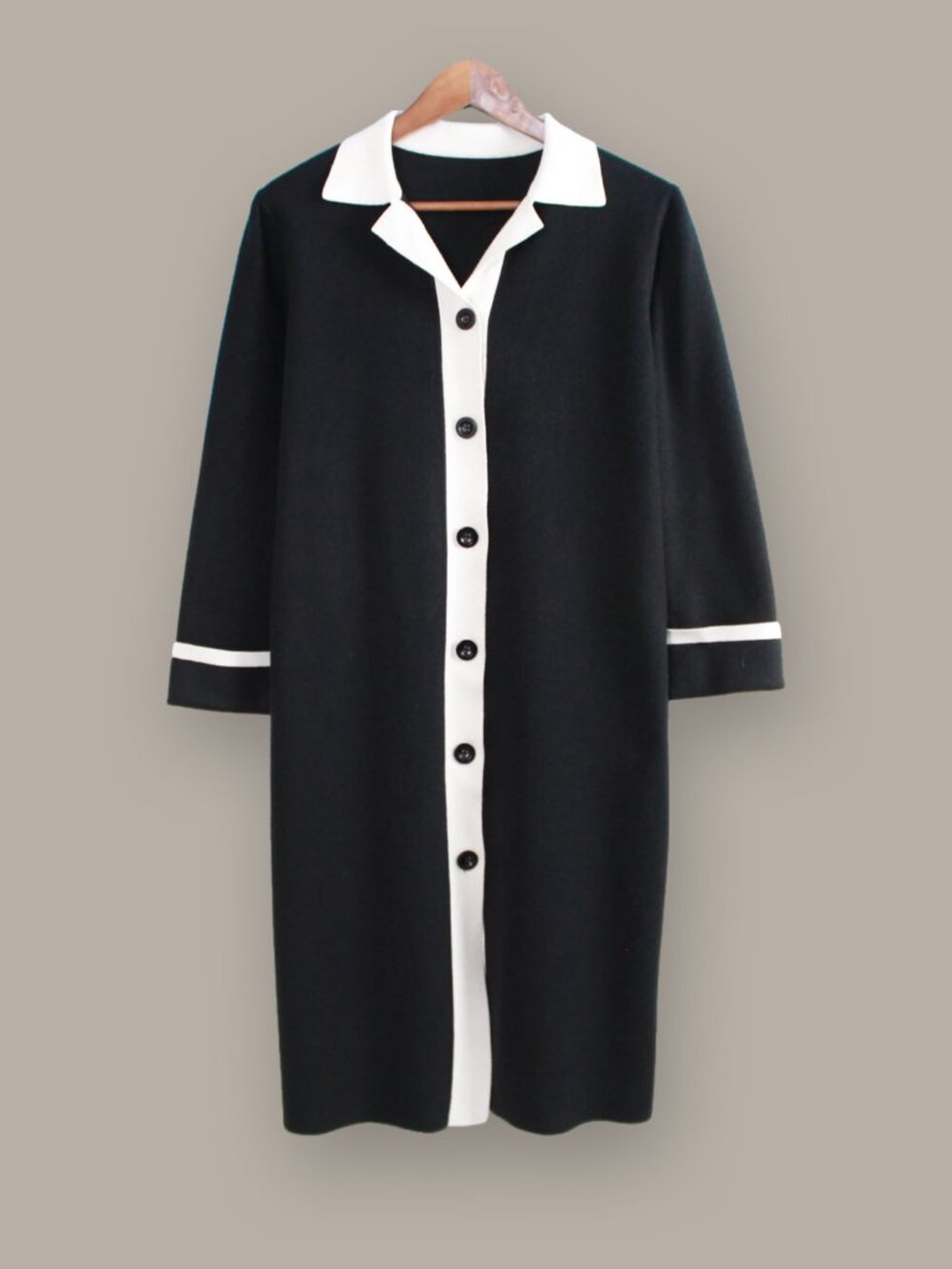 Mukok Studio Button Front Collared Midi Sweater Dress Size L